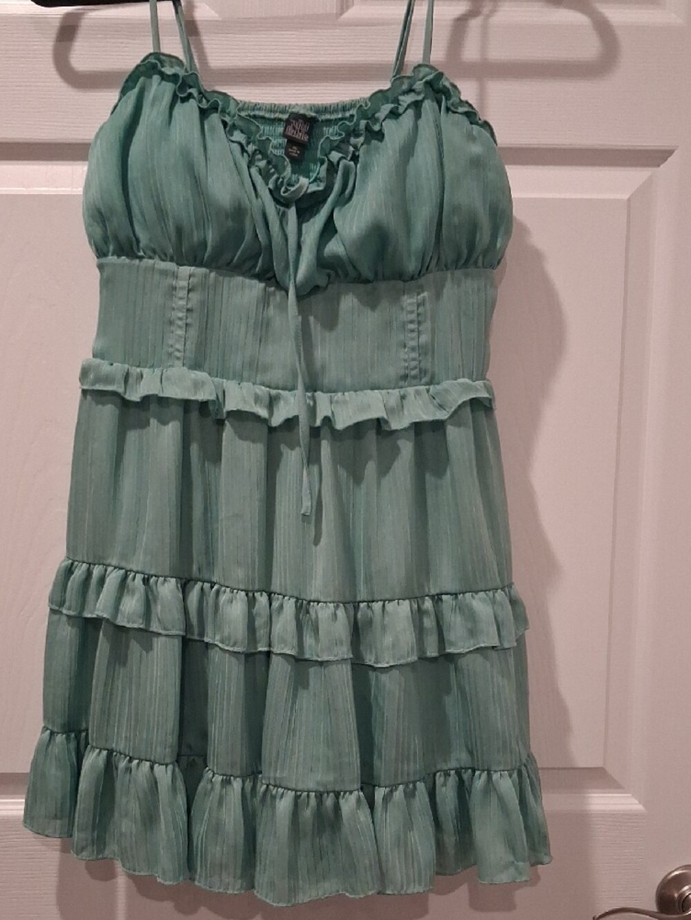 Mint Ruffled Mini Dress - Picture 3 of 4